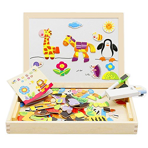lewo magnético de madera juguetes de doble cara Dibujo caballete pizarra Doodle Puzzle Juegos para niños niñas