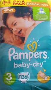 PAMPERS Baby Dry tamaño 3 midi 4 – 9 kg Giga Pack 136 Pañales