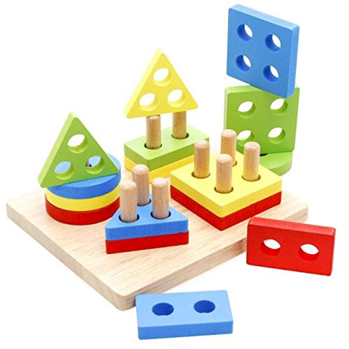 Juguete Del Bebé, Oyedens juguetes educativos de la infancia de los niños primeros poste de madera forma de la geometría de inteligencia