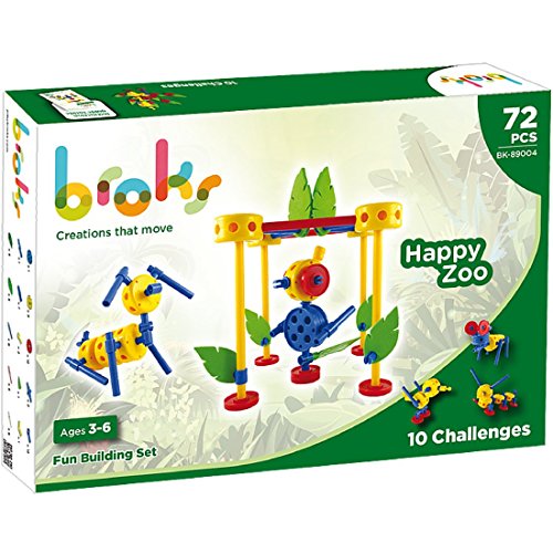 BROKS Happy Zoo – Juego de construcción educativo con 72 piezas encajables de alta calidad para niños y niñas de 3 a 6 años
