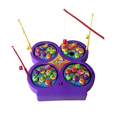 Divertido Mini Magnetic de Pesca con 4 estanque de Peces Rotativo Electrónico Musical de Juego para Niños Niña de 3 Años