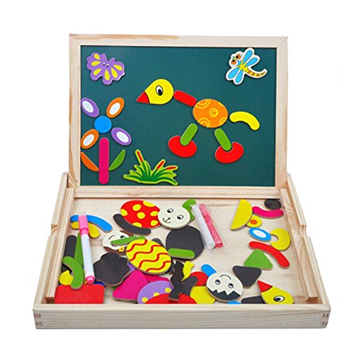 Tribe Pizarra Blanca Magnéticos Juguete de Madera Educativos con Caballete Puzzle para Niños Infantil de 3 4 5 Años