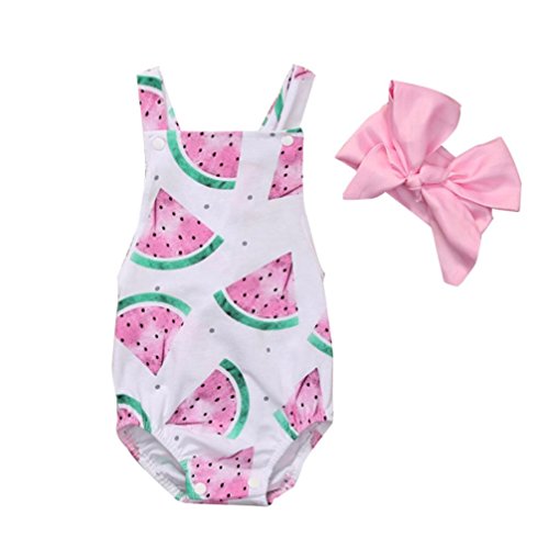 Bebe Vestidos Switchali gran venta Recién nacido  Bebé  Niña  Ropa de la sandía  Mono  Romper Mono Equipar bodysuit jumpsuit Conjunto Set de trajes 0~24 Meses vestir (80)