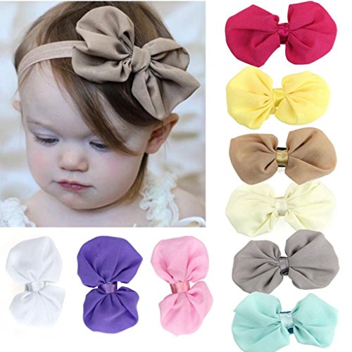 SMARTLADY 9Pcs Bebé Niña Gasa Flores Banda para el Cabello, Elástico Bowknot Diademas Fotografía