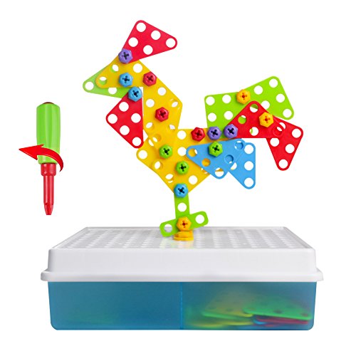 Rompecabezas 3D Bricolaje Bloques de Construcción Puzzle Bandeja el Tablero Creativos Juguetes la Caja para Niños de 3 Años+ (129PCS)