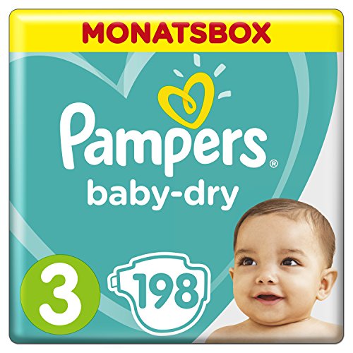Pampers Baby Dry – Pañales para bebés, Talla 3 (5-9kg), 198 unidades
