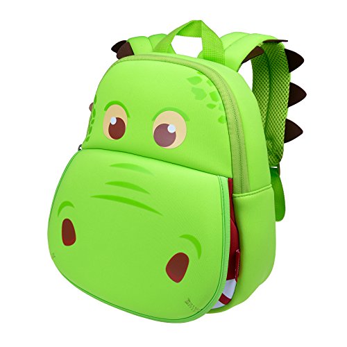 OFUN Mochilas Infantiles,3D Mochila de Dinosaurio Mochila Dinosaurio Infantil Mochila Animales Impermeable Mochila Niño Tissu de Plongée SBR（Verde)