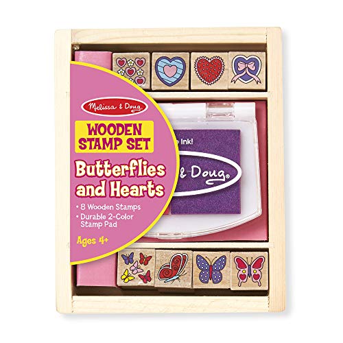 Melissa & Doug 12415 – Juego de sellos para estampar con diseño de corazón y mariposa