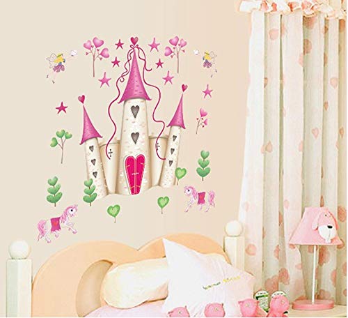 UfingoDecor Castillo de la Princesa de Dibujos Animados Pegatinas de Pared, Vivero Habitación de los Niños Removible Etiquetas de la pared / Murales