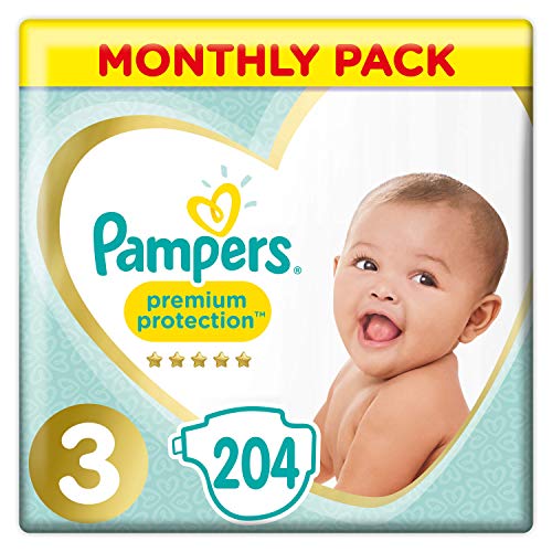 Pampers Premium Protection Pañales para Bebés, Talla 3 (5-9 kg) – 204 pañales Pampers Premium Protection Pañales para Bebés, Talla 3 (5-9 kg) – 204 pañales